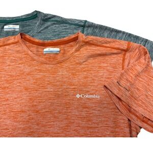 Columbia Lot of 2 Men's L T-Shirt Orange Green Omni Wick Short Sleeve Athletic